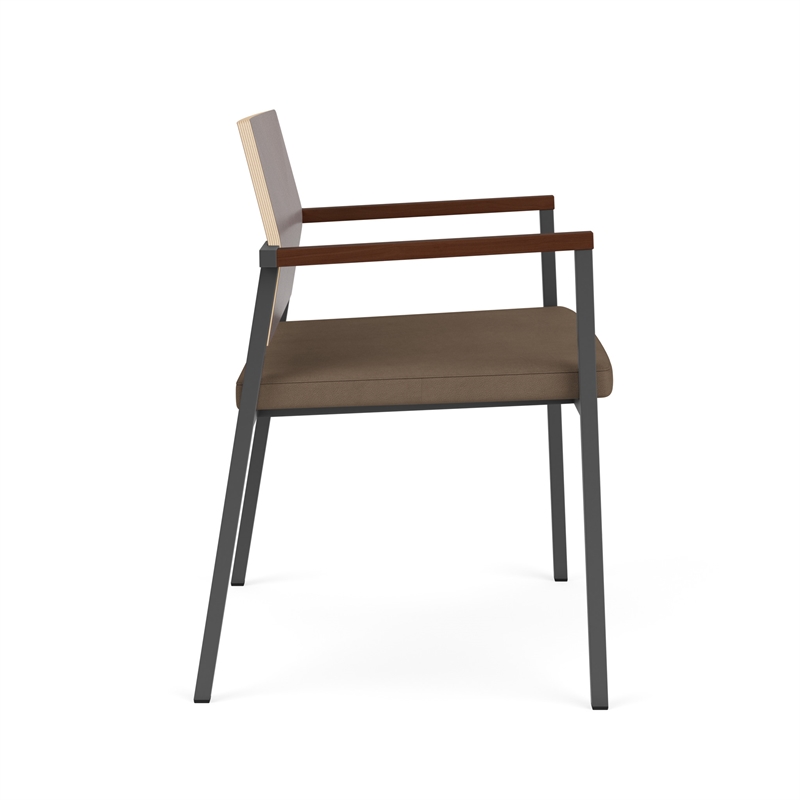 Avon Reception Oversize Chair UPH Seat HPL Back / Charcoal / Walnut / Brown