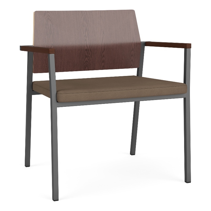 Avon Reception Oversize Chair UPH Seat HPL Back / Charcoal / Walnut / Brown