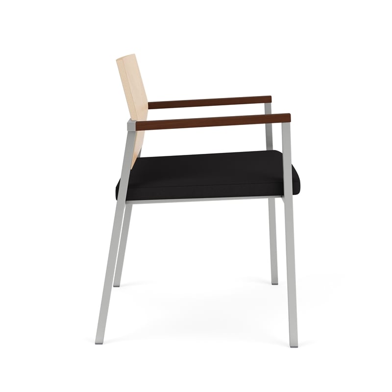 Avon Reception Oversize Chair UPH Seat HPL Back / Silver Steel / Natural / Black