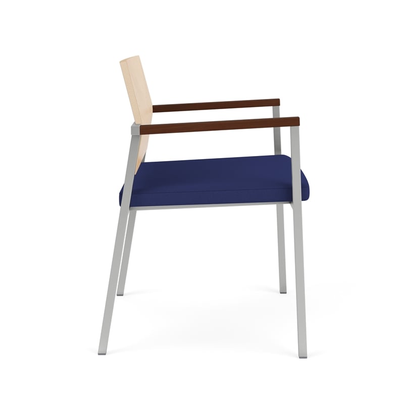 Avon Reception Oversize Chair UPH Seat HPL Back / Silver Steel / Natural / Blue