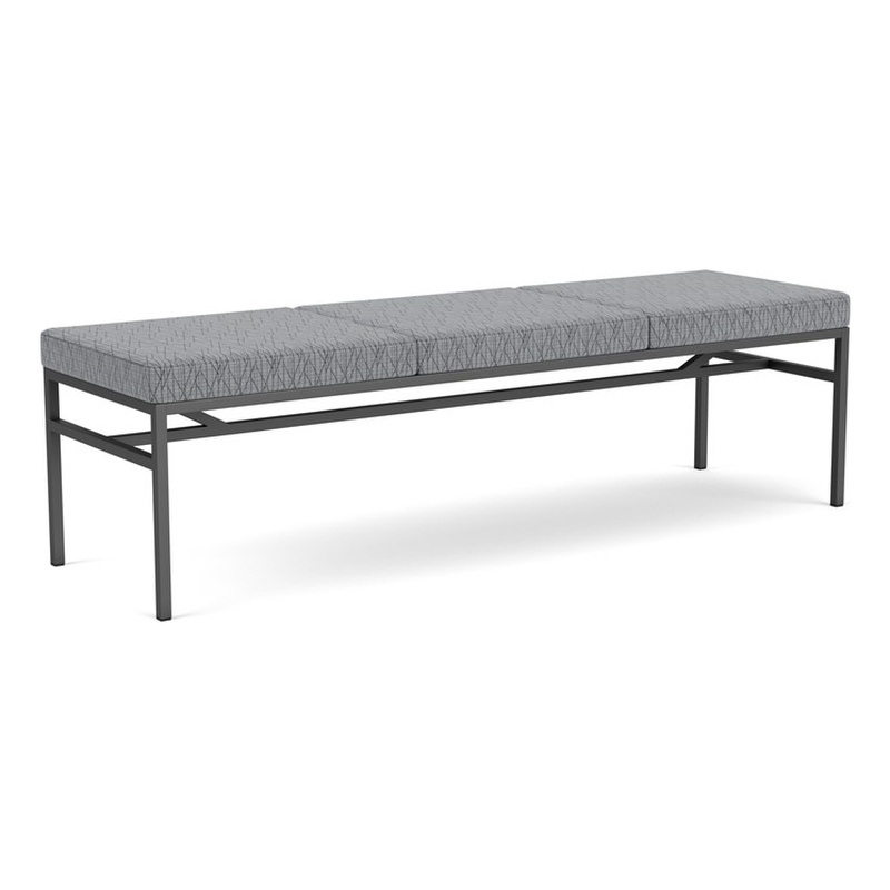 Avon Reception Waiting 3 Seat Bench 650 LB Capacity / Charcoal Steel / Gray