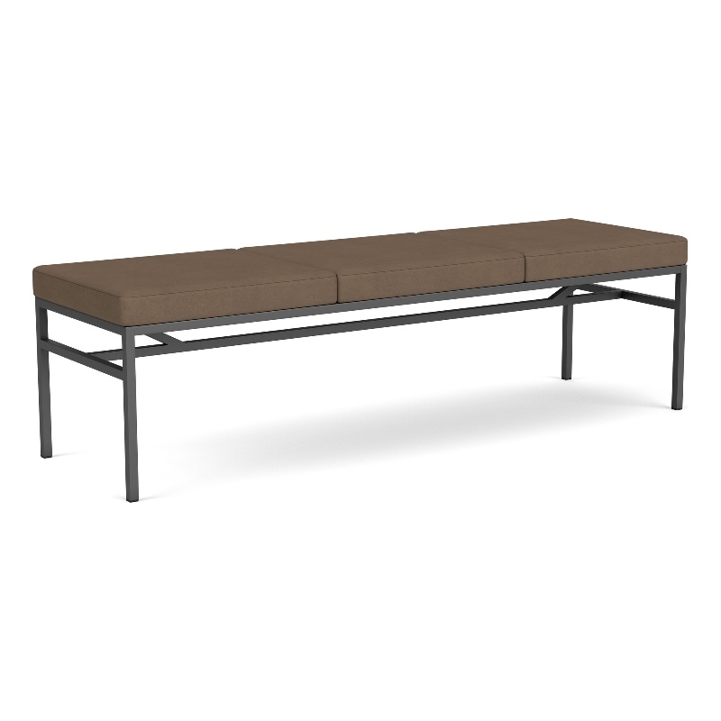 Avon Reception Waiting 3 Seat Bench 650 LB Capacity / Charcoal Steel / Brown