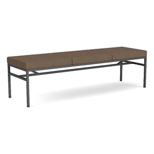 Avon Reception Waiting 3 Seat Bench 650 LB Capacity / Charcoal Steel / Brown