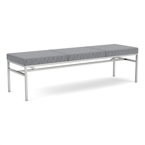 Avon Reception Waiting 3 Seat Bench 650 LB Capacity / Silver Steel / Gray