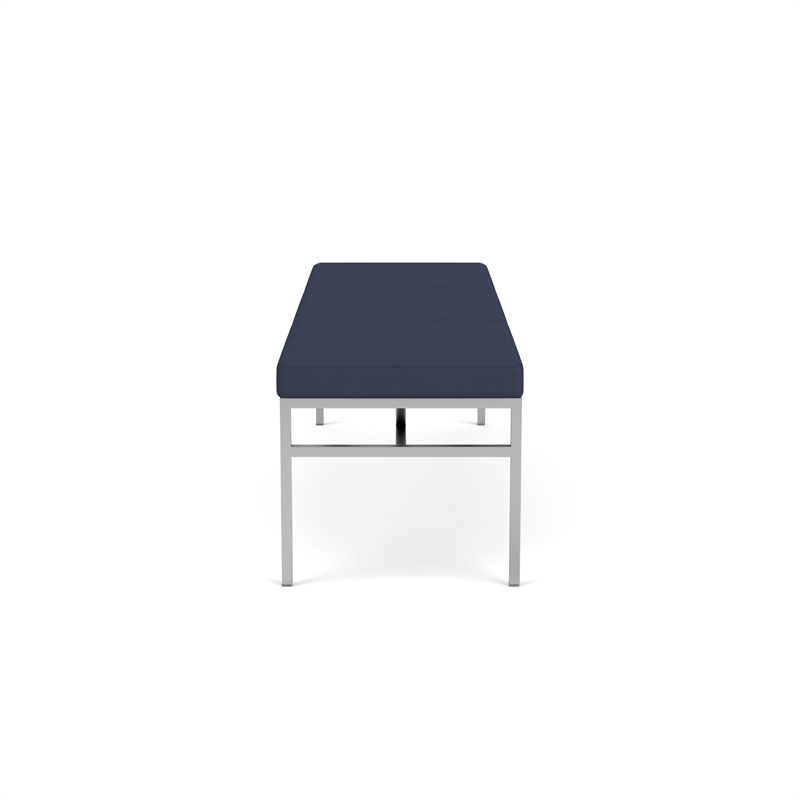 Avon Reception Waiting 3 Seat Bench 650 LB Capacity / Silver Steel / Blue