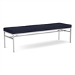 Avon Reception Waiting 3 Seat Bench 650 LB Capacity / Silver Steel / Navy Blue