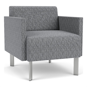 luxe lounge lobby reception waiting guest chair / silver steel legs / gray