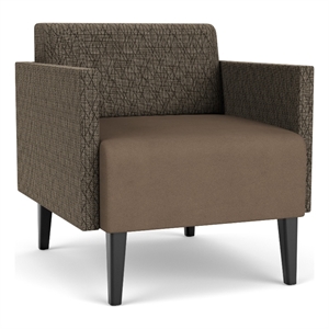 luxe lounge reception waiting guest chair / black steel legs / brown / brown