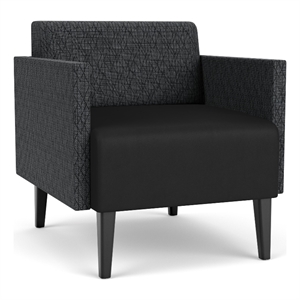 luxe lounge reception guest chair / black steel legs / dark gray / dark gray