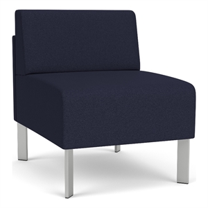 luxe lounge reception armless guest chair / silver steel legs / navy blue