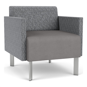luxe lounge reception waiting guest chair / silver steel legs / gray / gray