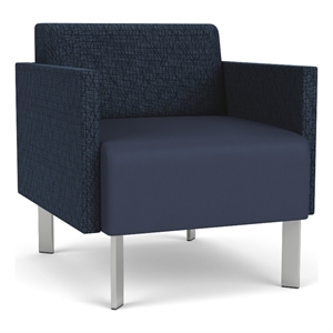 luxe lounge reception guest chair / silver steel legs / dark blue / dark blue