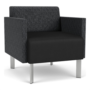 luxe lounge reception guest chair / silver steel legs / dark gray / dark gray