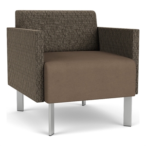 luxe lounge reception waiting guest chair / silver steel legs / brown / brown