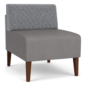 luxe lounge reception armless guest chair / walnut wood legs / gray / gray
