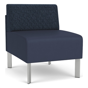 luxe lounge reception armless guest chair / silver steel legs / blue / blue