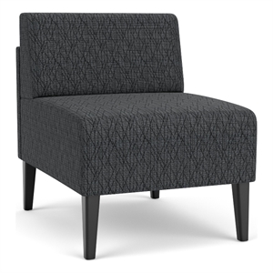 luxe lounge reception waiting armless guest chair / black steel legs / dark gray