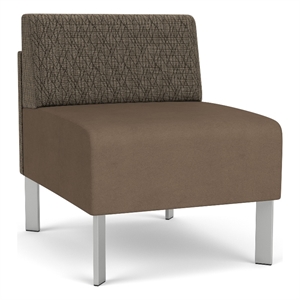luxe lounge reception armless guest chair / silver steel legs / brown / brown
