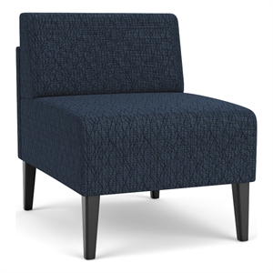 luxe lounge reception waiting armless guest chair / black steel legs / blue
