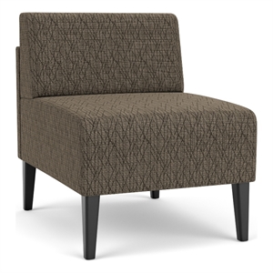luxe lounge reception waiting armless guest chair / black steel legs / brown
