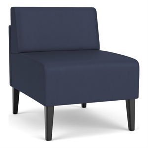 luxe lounge reception waiting armless guest chair / black steel legs / blue