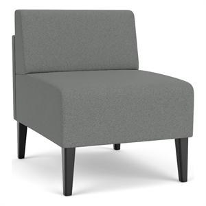 luxe lounge reception armless guest chair / black steel legs / light gray