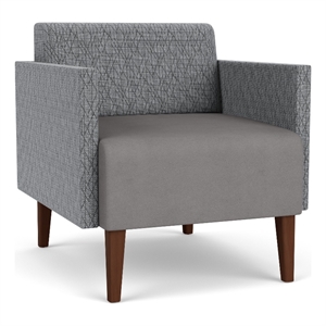 luxe lounge lobby reception waiting guest chair / walnut wood legs / gray / gray