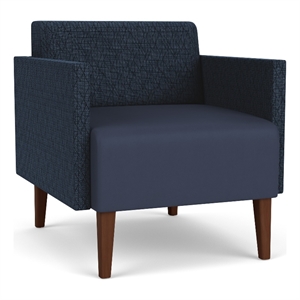 luxe lounge reception guest chair / walnut wood legs / dark blue / dark blue