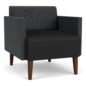 luxe lounge reception guest chair / walnut wood legs / dark gray / dark gray