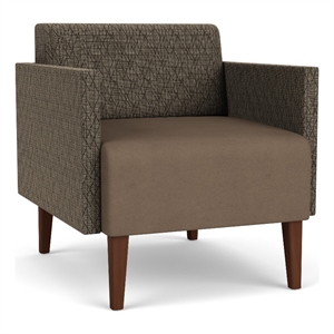 luxe lounge reception waiting guest chair / walnut wood legs / brown / brown
