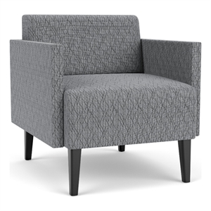 luxe lounge lobby reception waiting guest chair / black steel legs / gray