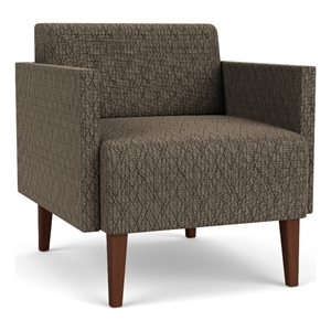 luxe lounge lobby reception waiting guest chair / walnut wood legs / brown