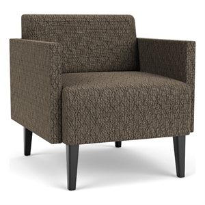 luxe lounge lobby reception waiting guest chair / black steel legs / brown