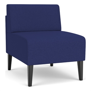 luxe lounge reception waiting armless guest chair / black steel legs / blue