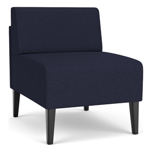 luxe lounge reception waiting armless guest chair / black steel legs / navy blue