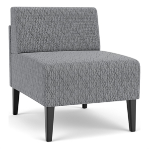 luxe lounge reception waiting armless guest chair / black steel legs / gray