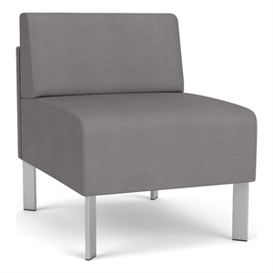 luxe lounge reception armless guest chair / silver steel legs / light gray