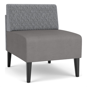 luxe lounge reception armless guest chair / black steel legs / gray / gray