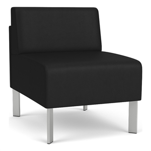 luxe lounge reception waiting armless guest chair / silver steel legs / black