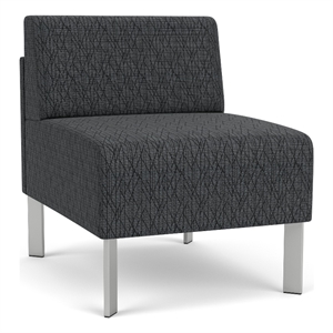 luxe lounge reception armless guest chair / silver steel legs / dark gray