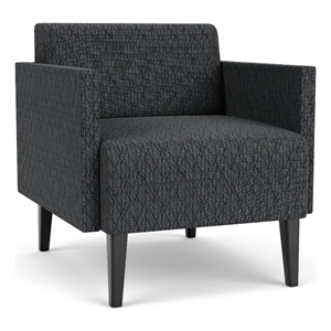 luxe lounge lobby reception waiting guest chair / black steel legs / dark gray