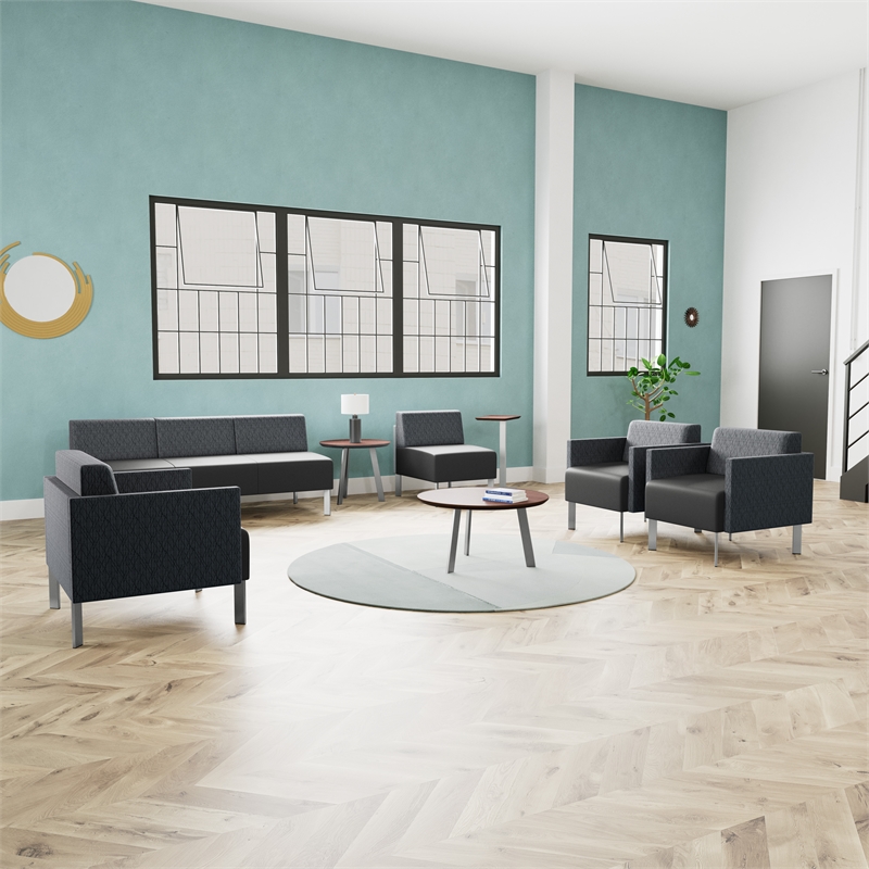 Luxe Lounge Reception Waiting Room Personal Table HPL Top / Black Steel / Gray