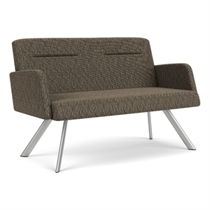 willow lounge lobby reception waiting room loveseat / silver steel / brown