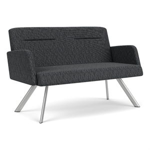 willow lounge lobby reception waiting loveseat / silver steel / dark gray