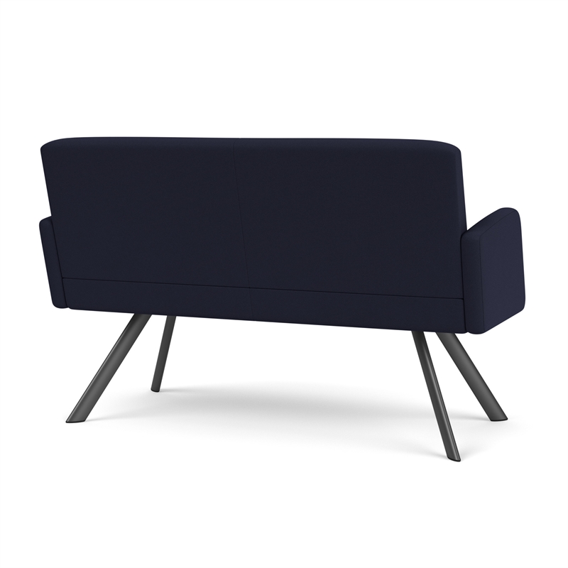 Willow Lounge Lobby Reception Waiting Loveseat / Charcoal Steel / Navy Blue