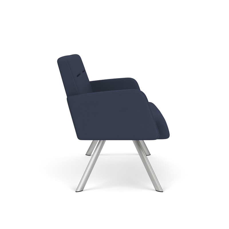 Willow Lounge Lobby Reception Waiting Room Loveseat / Silver Steel / Blue