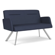 Willow Lounge Lobby Reception Waiting Room Loveseat / Silver Steel / Blue