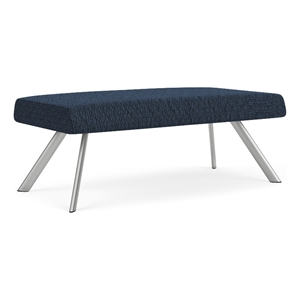 willow lounge lobby reception waiting 2 seat bench / silver steel / blue