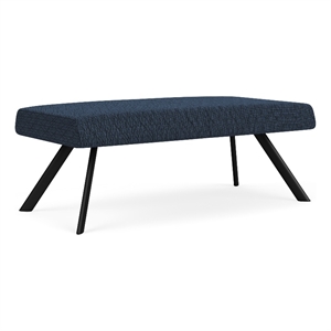 willow lounge lobby reception waiting 2 seat bench / black steel / blue