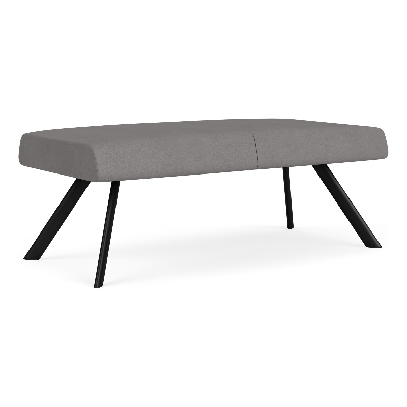 Willow Lounge Lobby Reception Waiting 2 Seat Bench / Black Steel / Light Gray